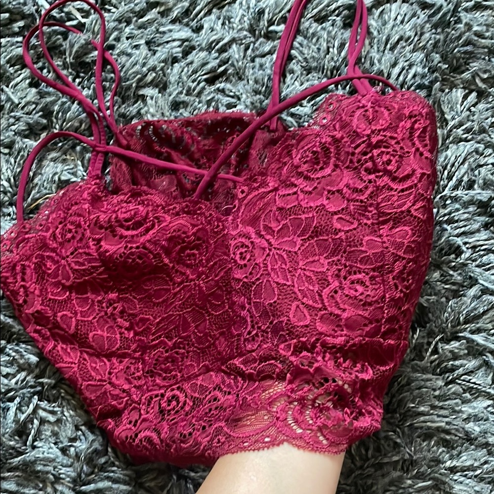 Elegant Lace Bralette - Red